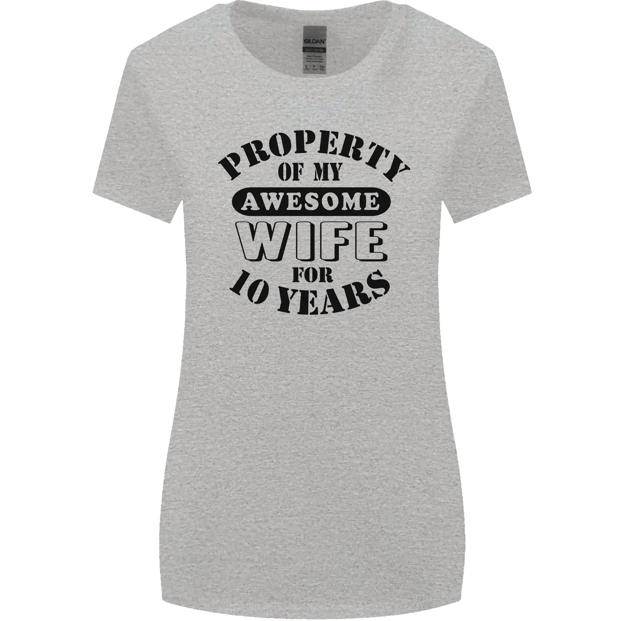 10th Wedding Anniversary 10 Year Funny Wife Womens Wider Cut T-Shirt