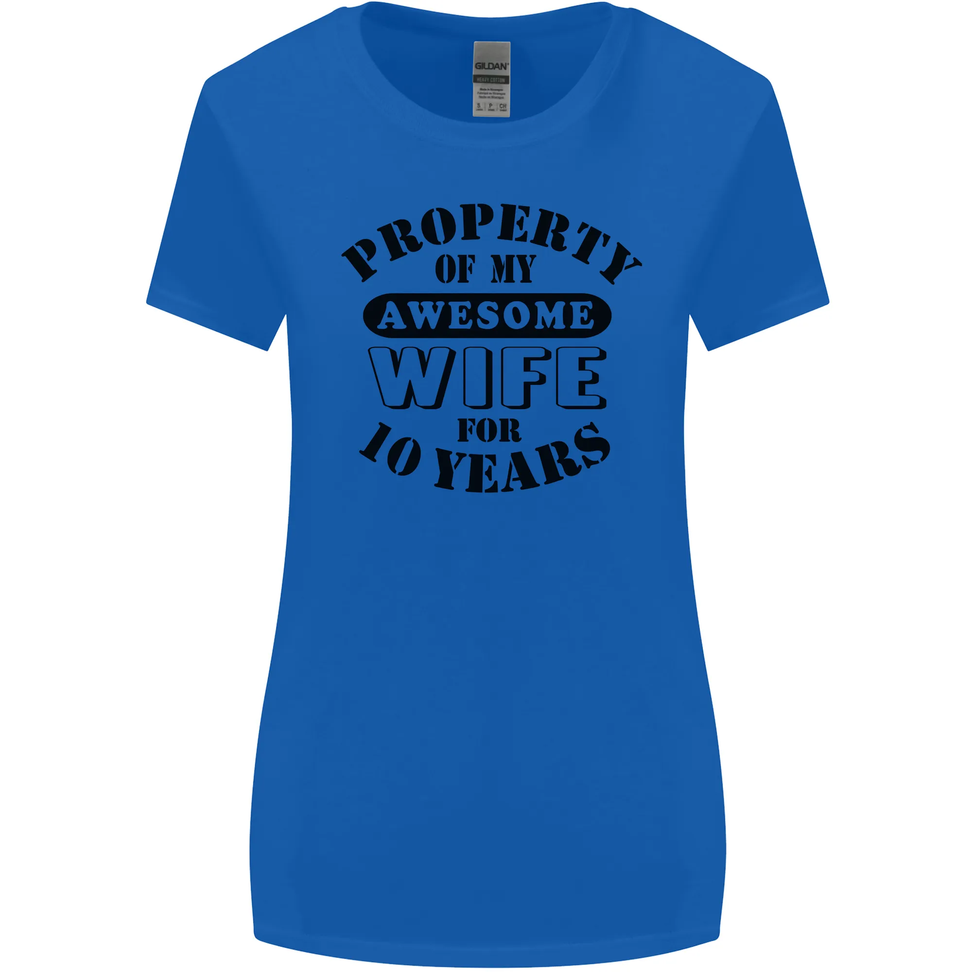 10th Wedding Anniversary 10 Year Funny Wife Womens Wider Cut T-Shirt