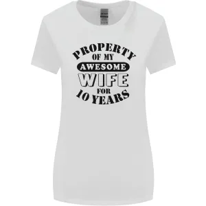 10th Wedding Anniversary 10 Year Funny Wife Womens Wider Cut T-Shirt