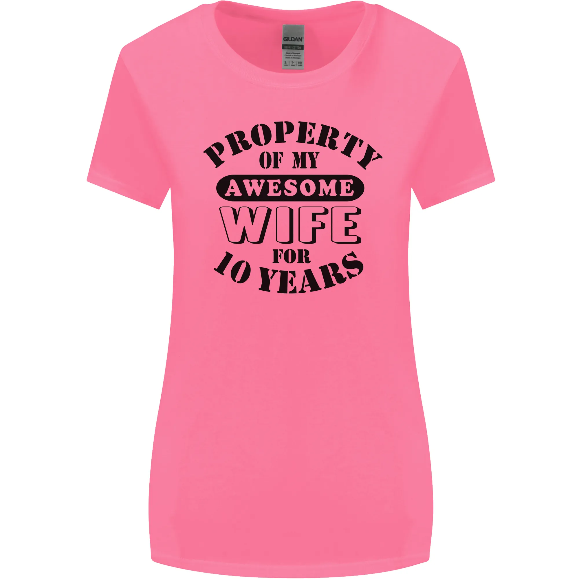 10th Wedding Anniversary 10 Year Funny Wife Womens Wider Cut T-Shirt