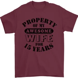 15th Wedding Anniversary 15 Year Funny Wife Mens T-Shirt 100% Cotton