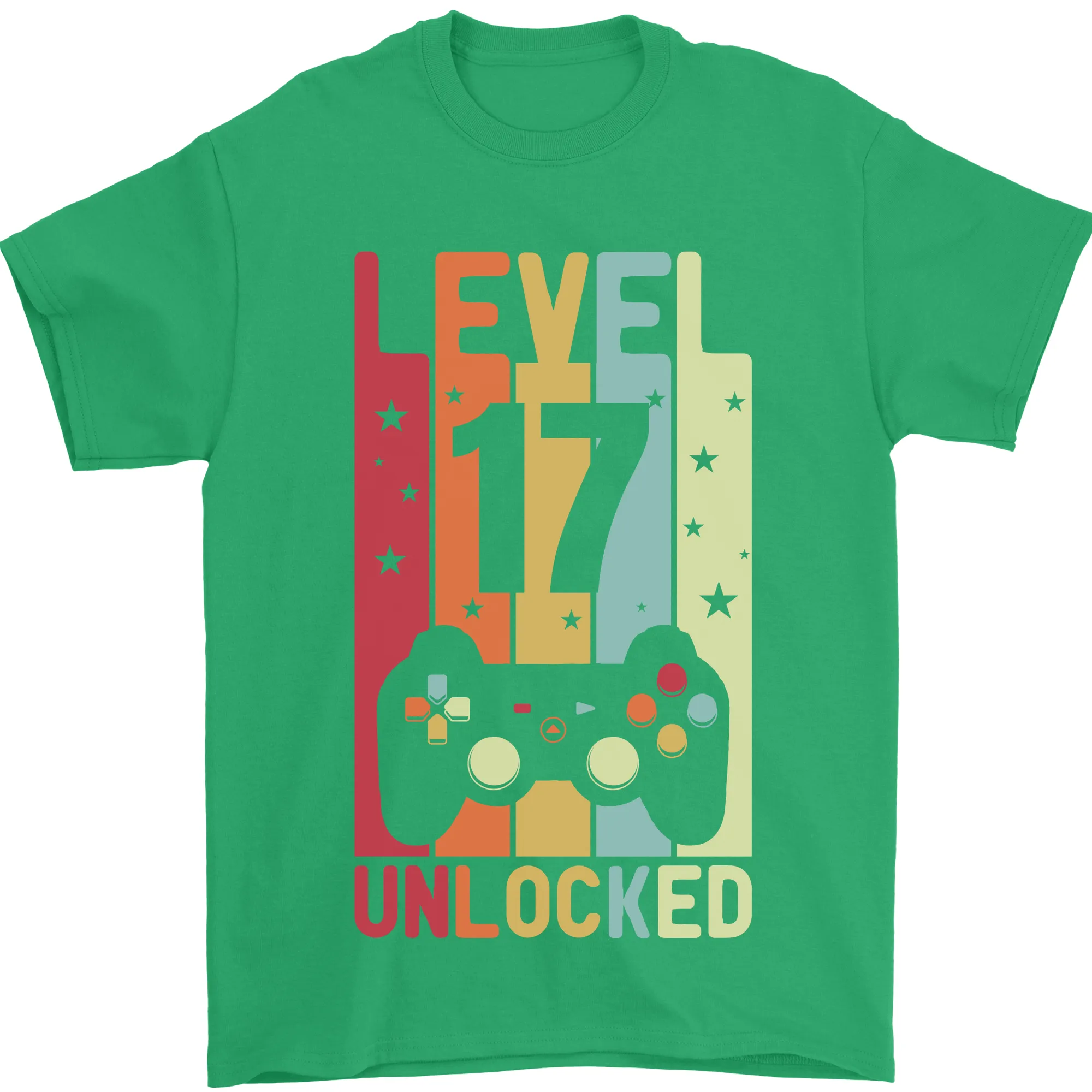 17th Birthday 17 Year Old Level Up Gaming Mens T-Shirt 100% Cotton