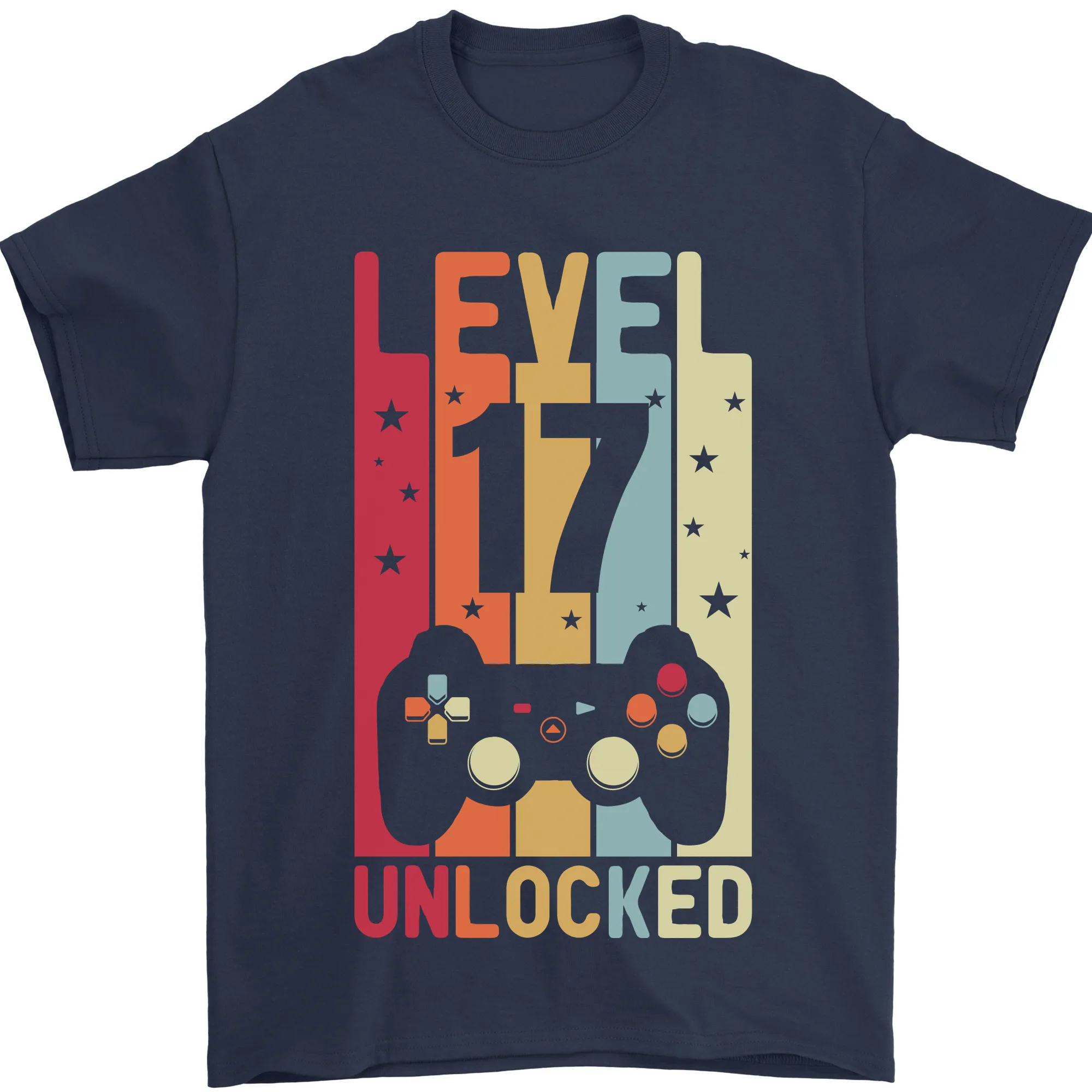 17th Birthday 17 Year Old Level Up Gaming Mens T-Shirt 100% Cotton