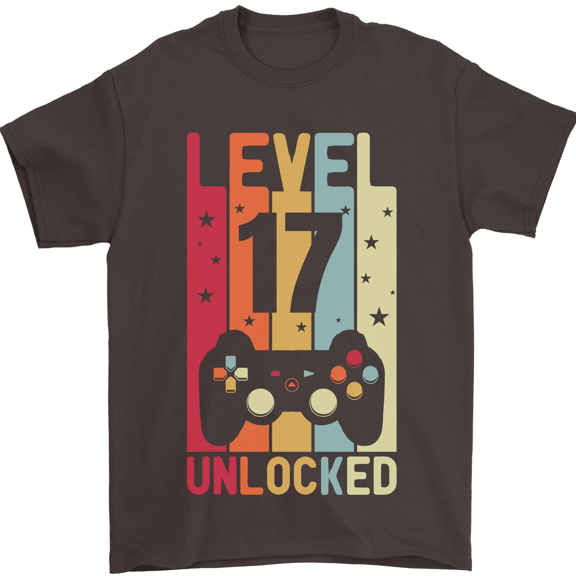 17th Birthday 17 Year Old Level Up Gaming Mens T-Shirt 100% Cotton