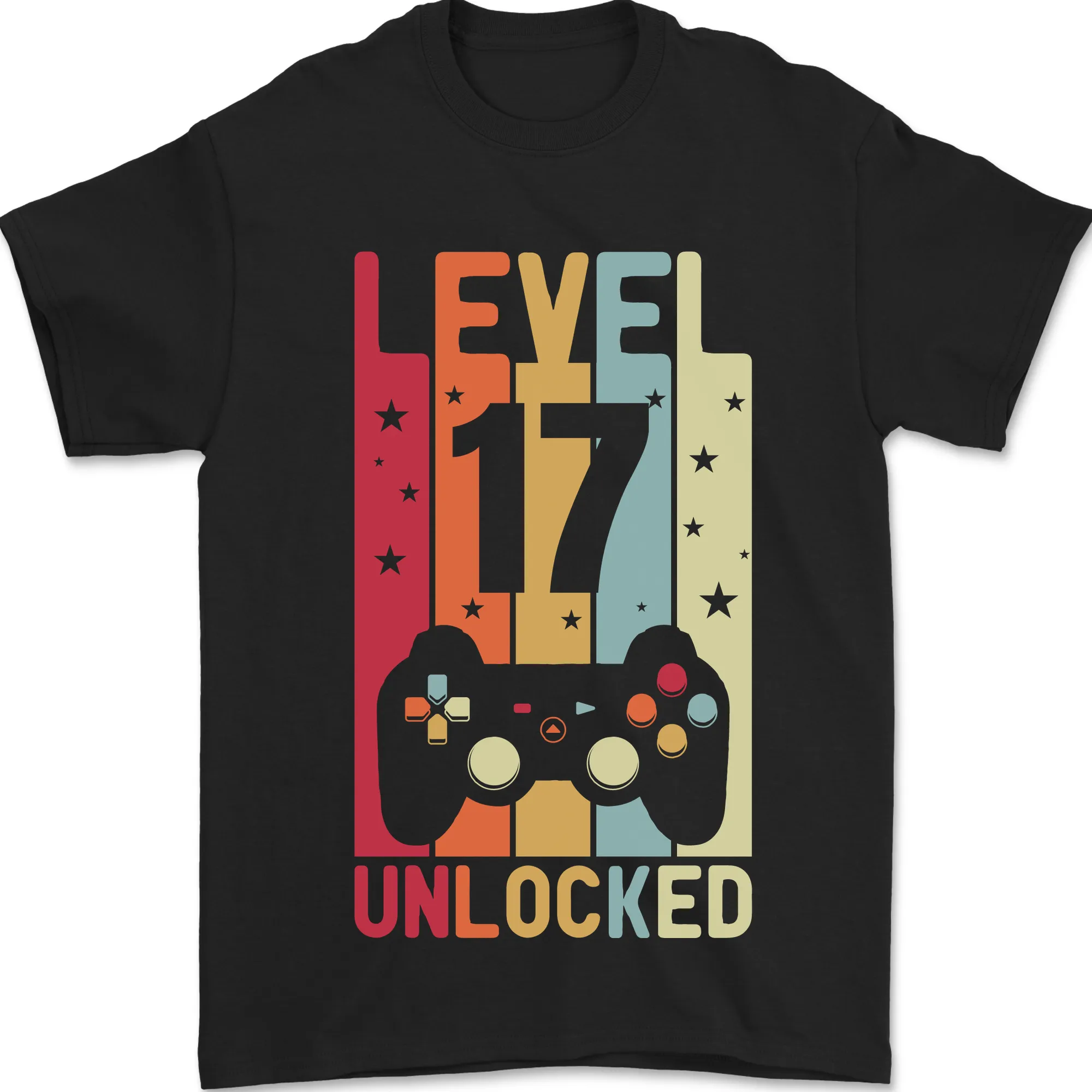 17th Birthday 17 Year Old Level Up Gaming Mens T-Shirt 100% Cotton