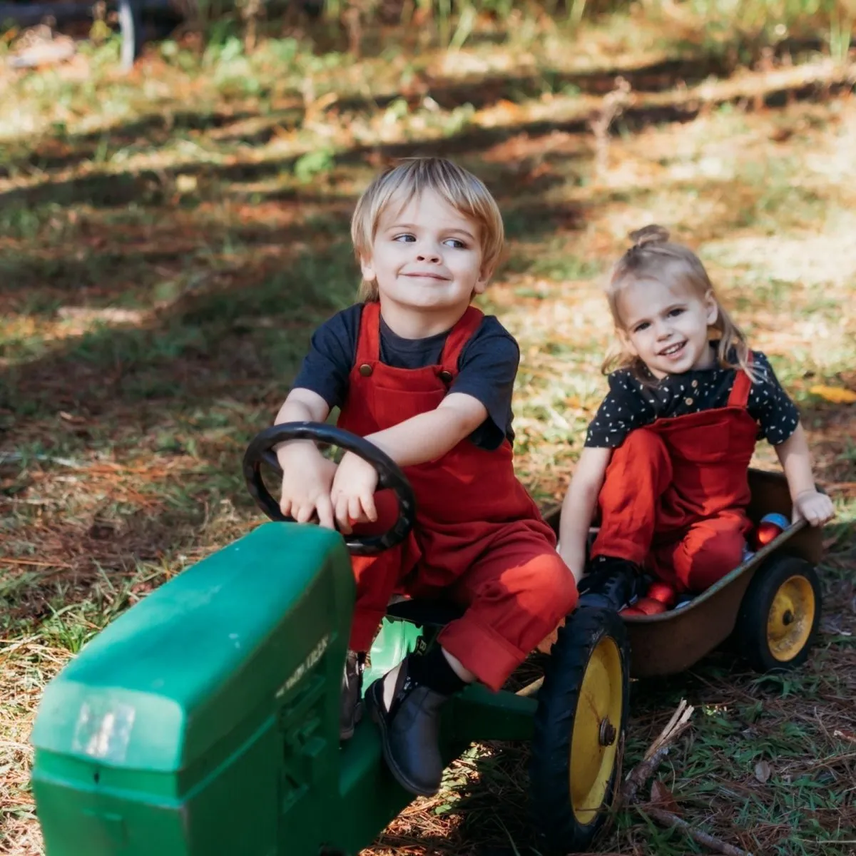 2T Merry Red Organic Corduroy Overalls