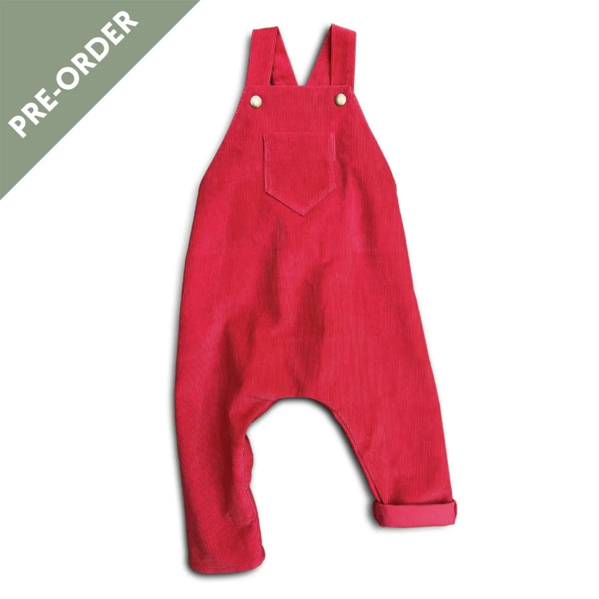 2T Merry Red Organic Corduroy Overalls