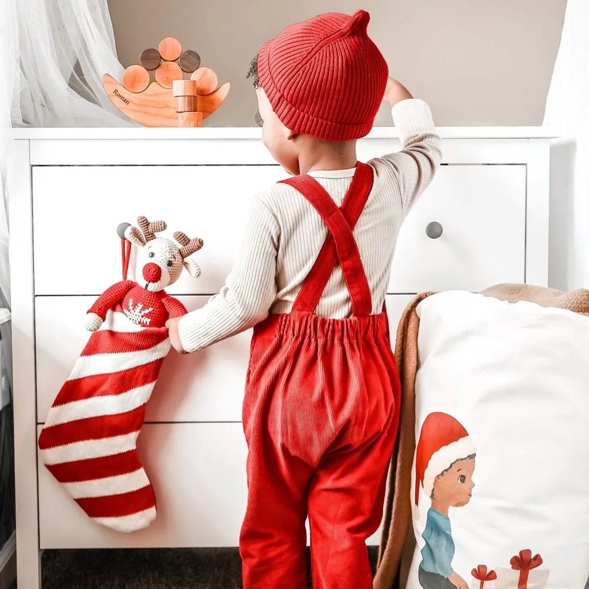 2T Merry Red Organic Corduroy Overalls