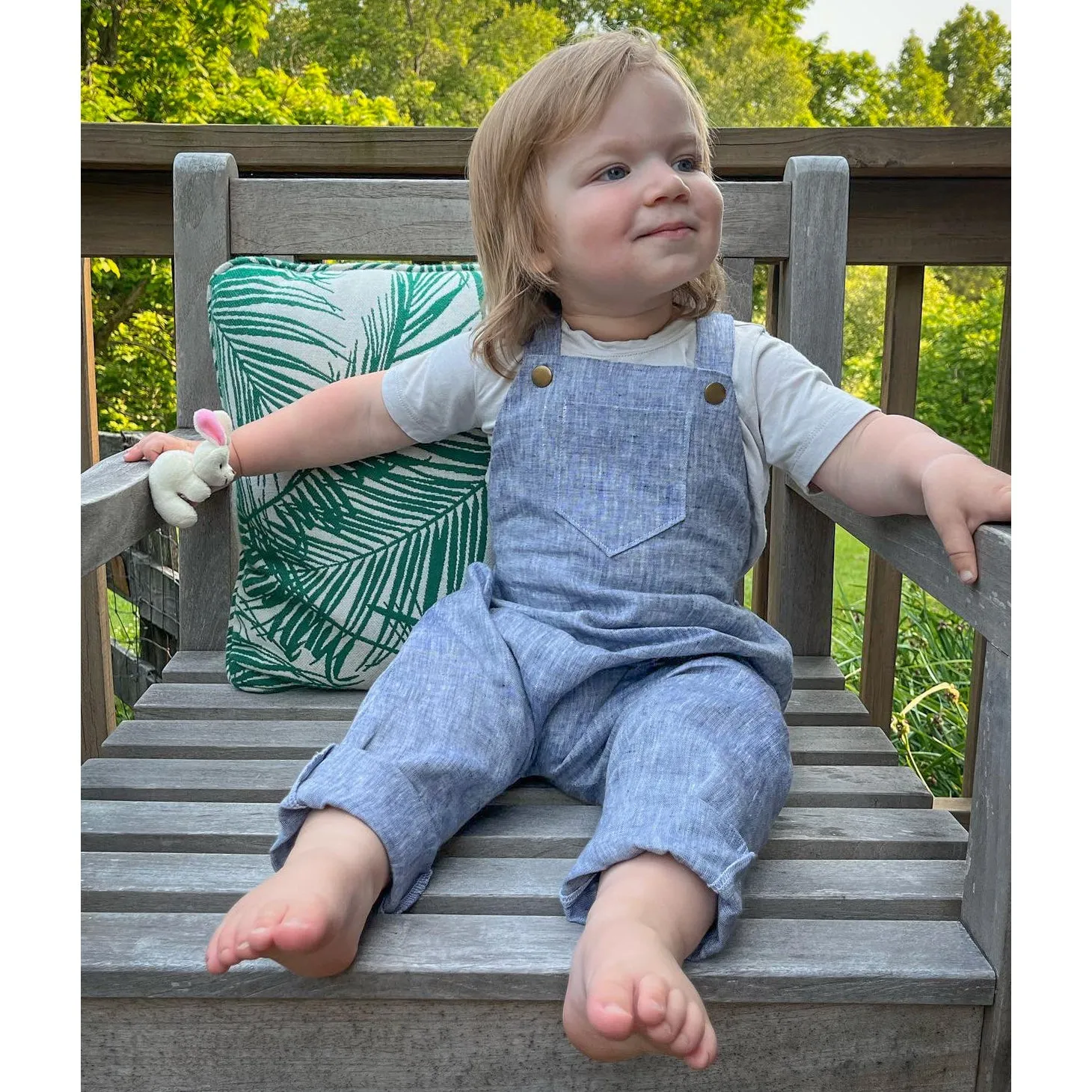 2T PRE-LOVED Heron Blue Linen Overalls