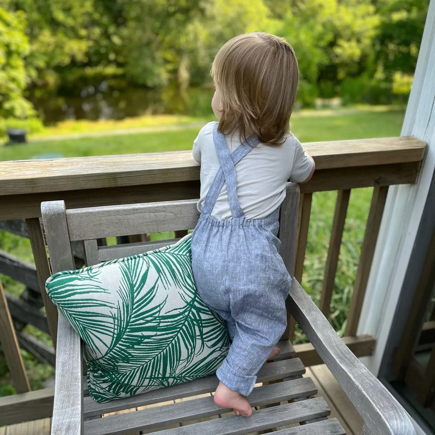 2T PRE-LOVED Heron Blue Linen Overalls