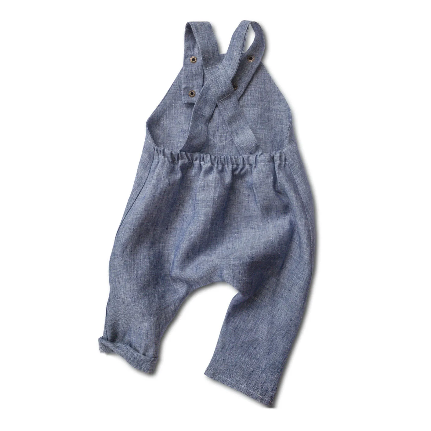 2T PRE-LOVED Heron Blue Linen Overalls