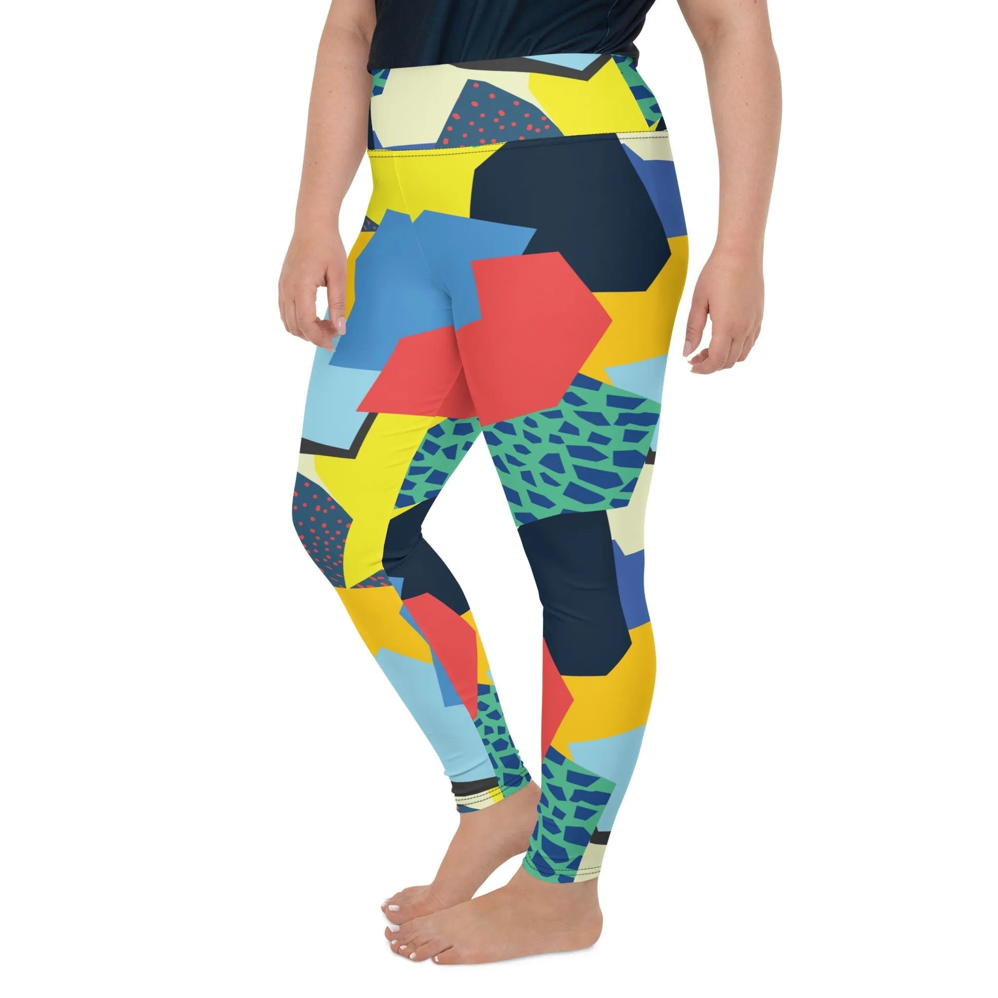 90s Color Block Plus Size Leggings