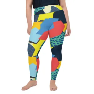 90s Color Block Plus Size Leggings