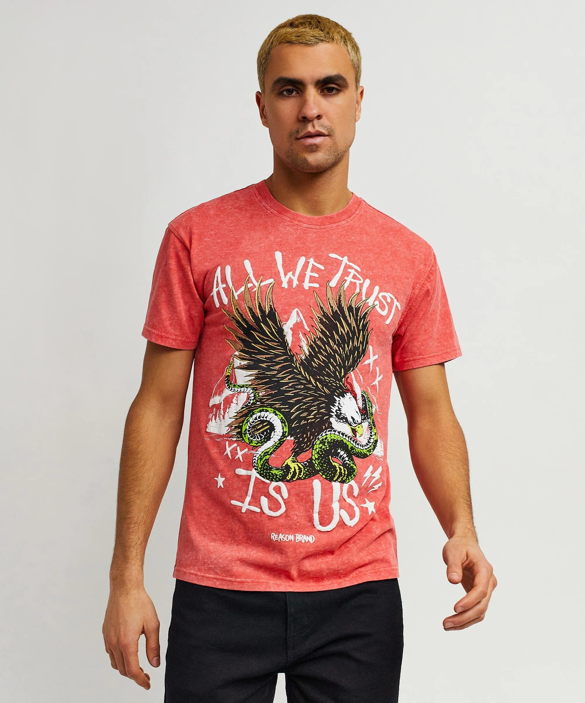 All We Trust Short Sleeve Graphic Print Tee - Red