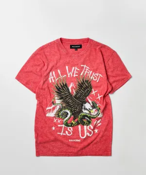 All We Trust Short Sleeve Graphic Print Tee - Red