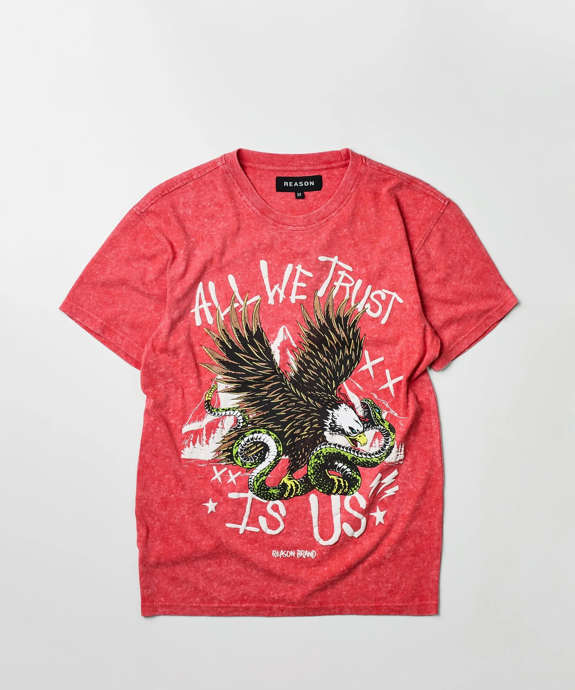 All We Trust Short Sleeve Graphic Print Tee - Red