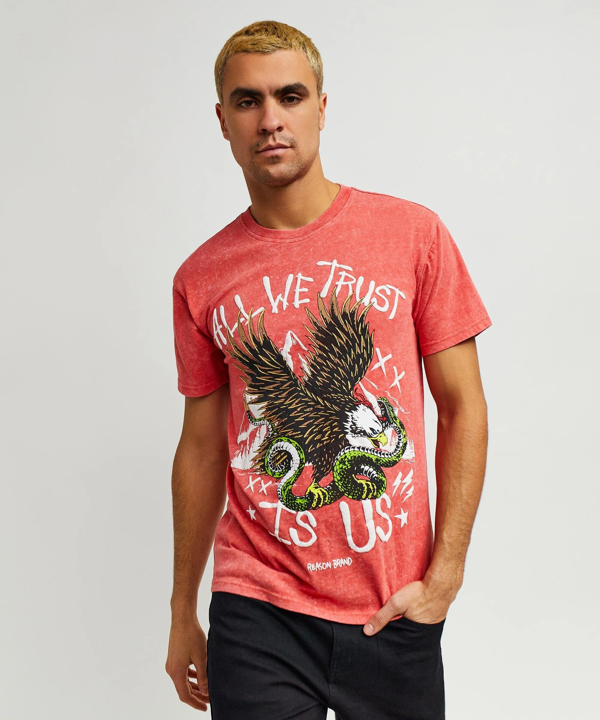 All We Trust Short Sleeve Graphic Print Tee - Red