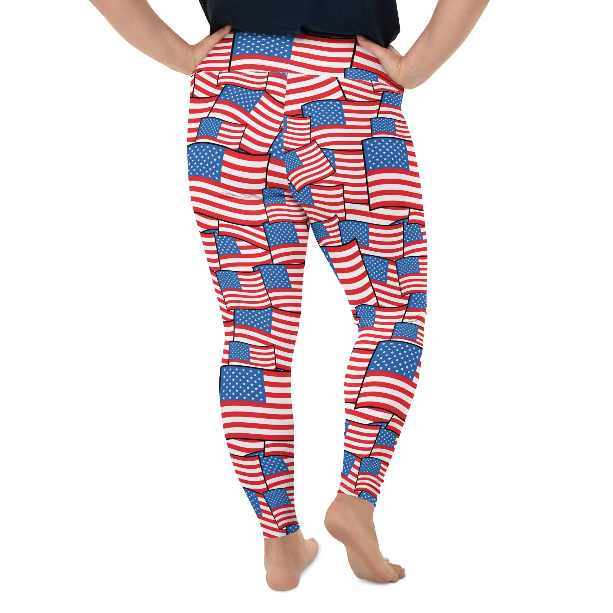 American Flag Pattern Plus Size Leggings