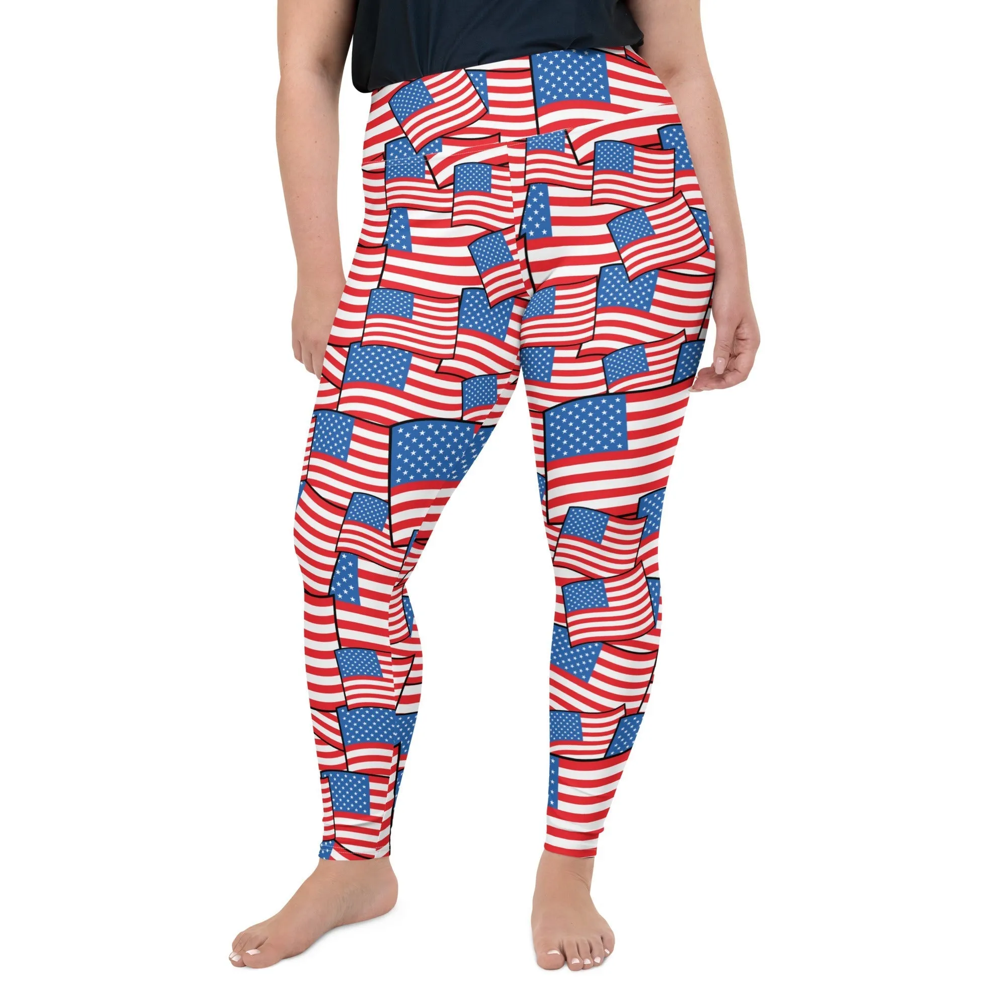 American Flag Pattern Plus Size Leggings