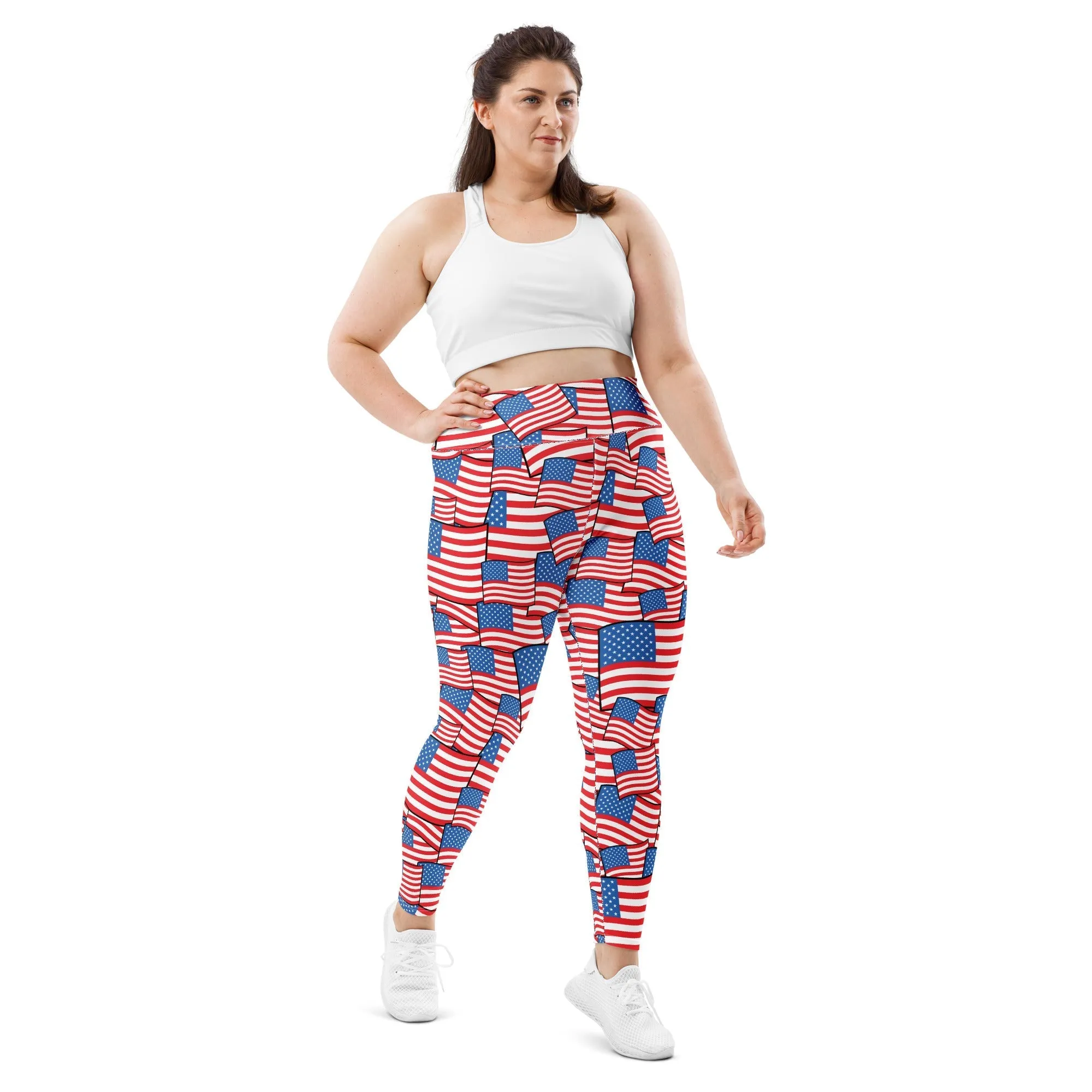 American Flag Pattern Plus Size Leggings