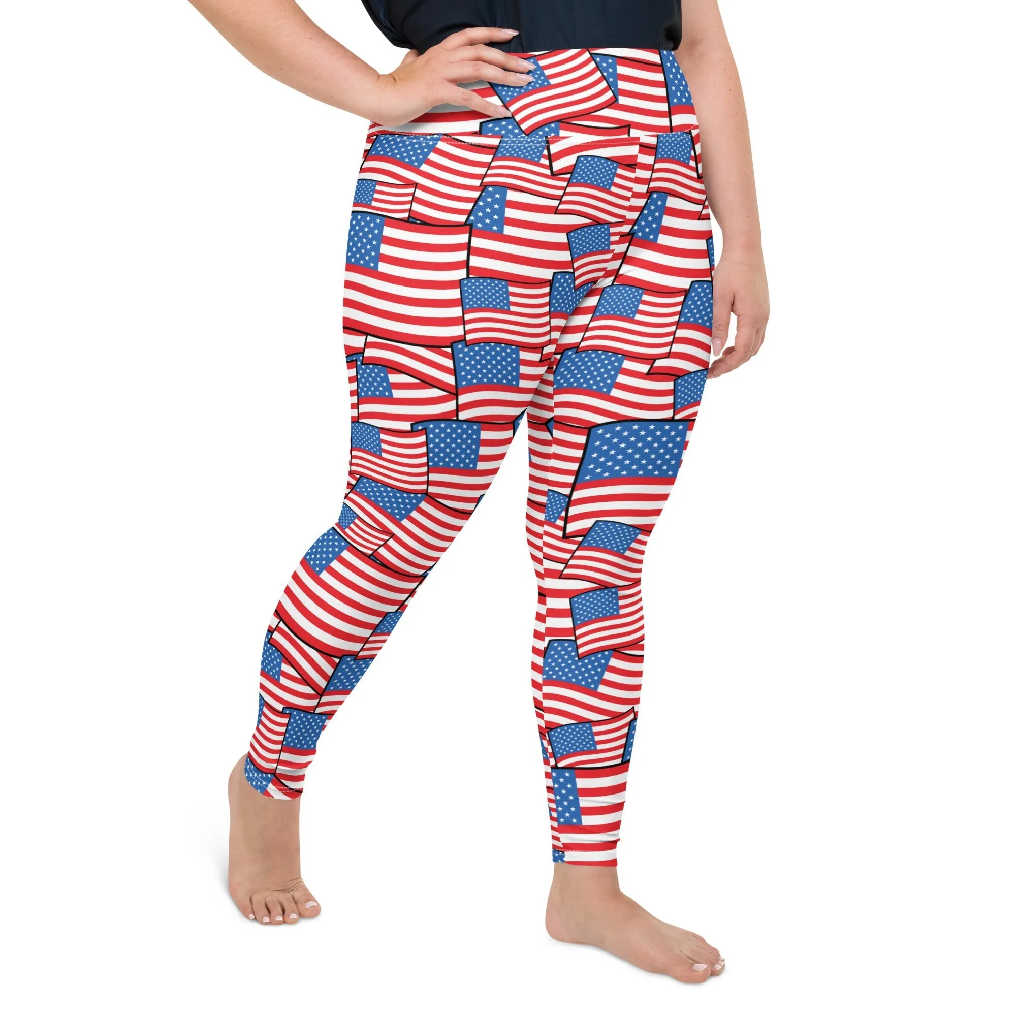 American Flag Pattern Plus Size Leggings