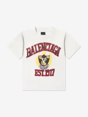 Balenciaga Kids Varsity Logo T-Shirt in White