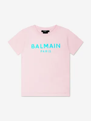 Balmain Girls Logo T-Shirt in Pink