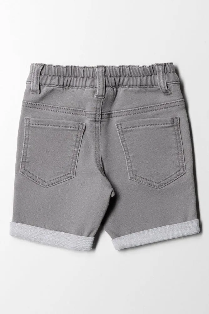 Batman Knit Denim Shorts Grey