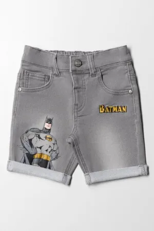 Batman Knit Denim Shorts Grey