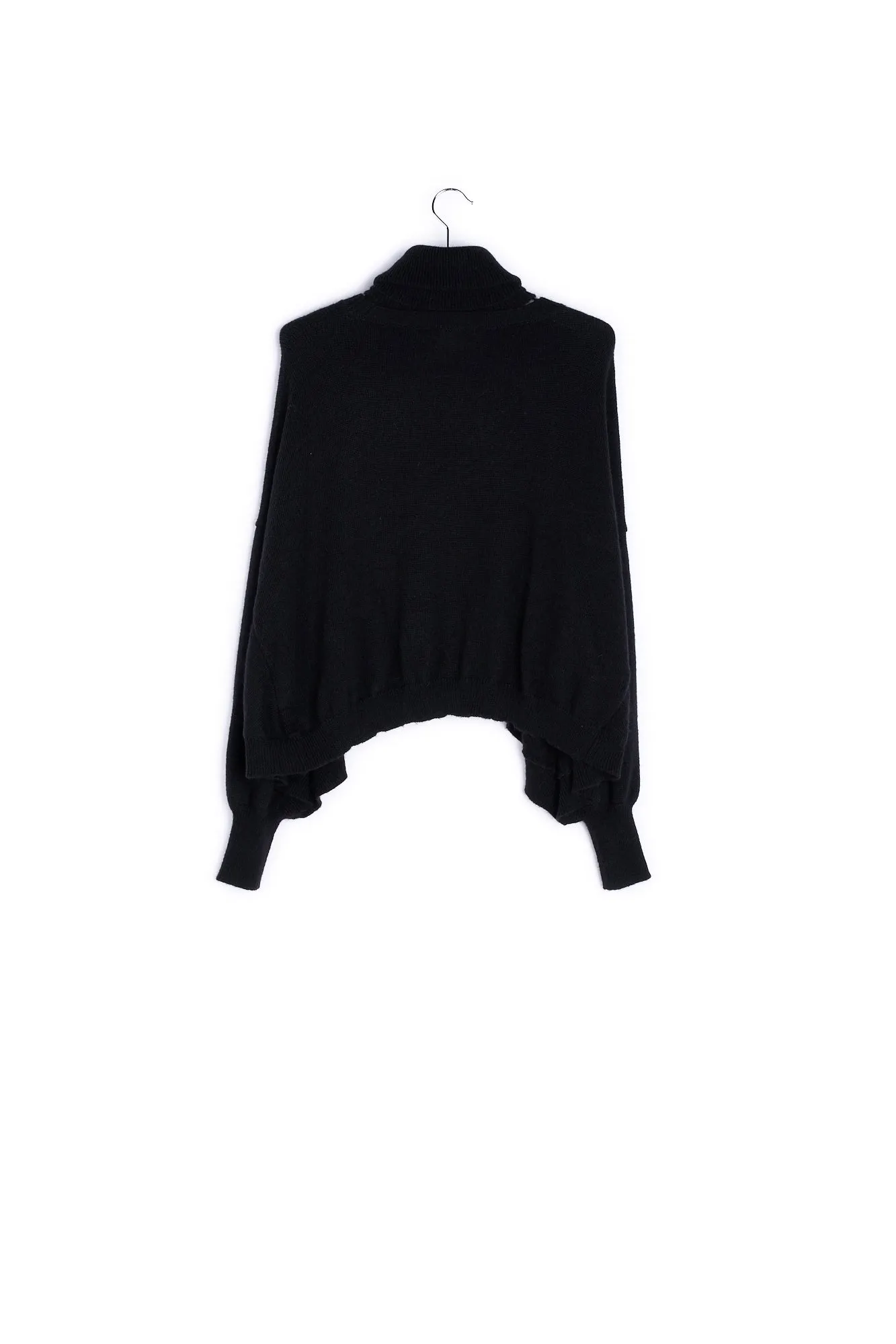 Black knit sweater with cape effect