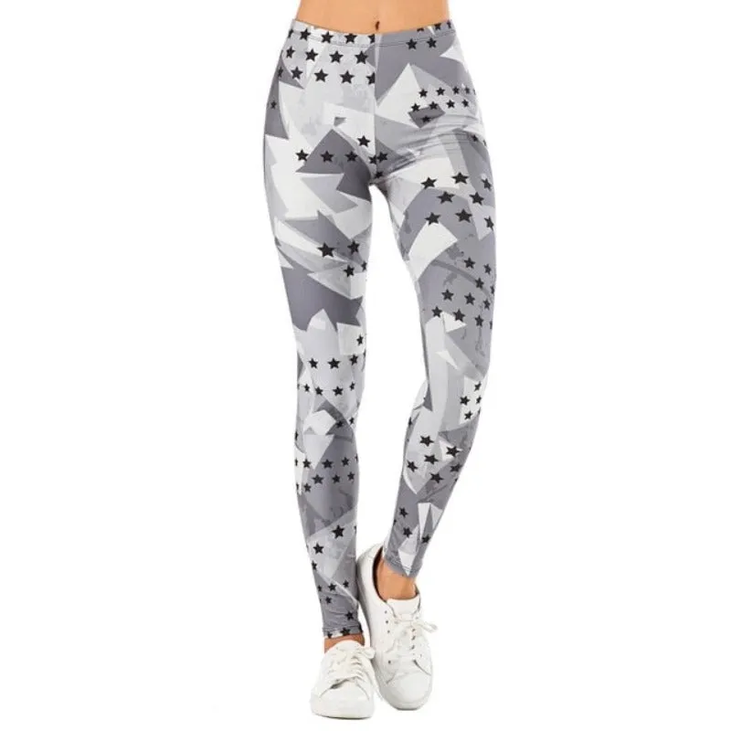 Brand Sexy Leaf Printing Fitness Slim High Waist Leggings