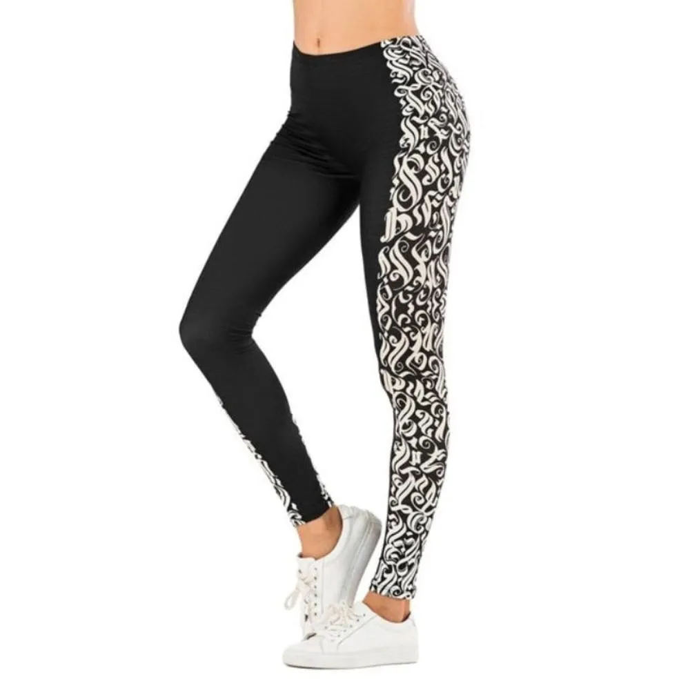 Brand Sexy Leaf Printing Fitness Slim High Waist Leggings