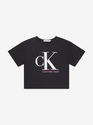 Calvin Klein Girls Reveal Monogram T-Shirt in Black