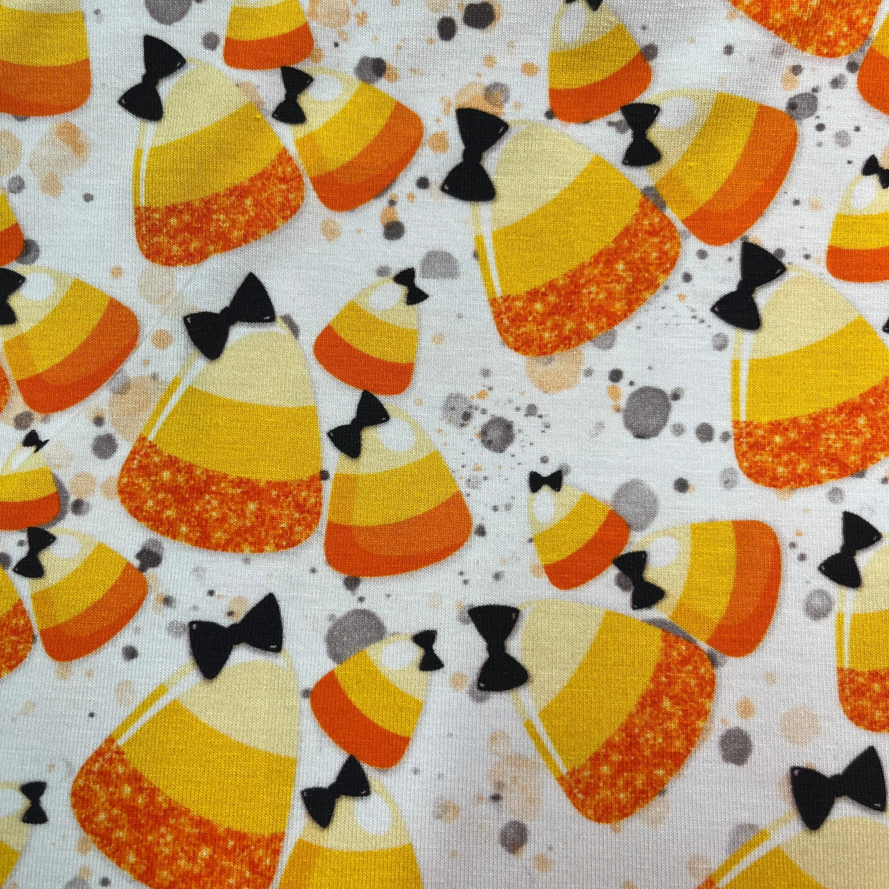 Candy Corn on Bamboo/Spandex Jersey Fabric