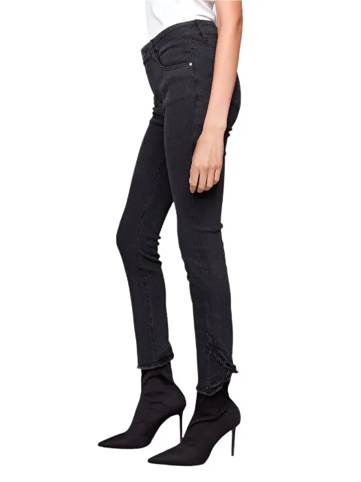 CHARCOAL SLIM FIT JEANS WITH FRAYED TULIP HEM