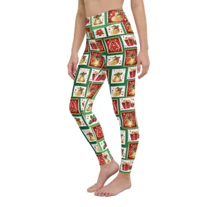 Christmas Stamps Yoga Leggings