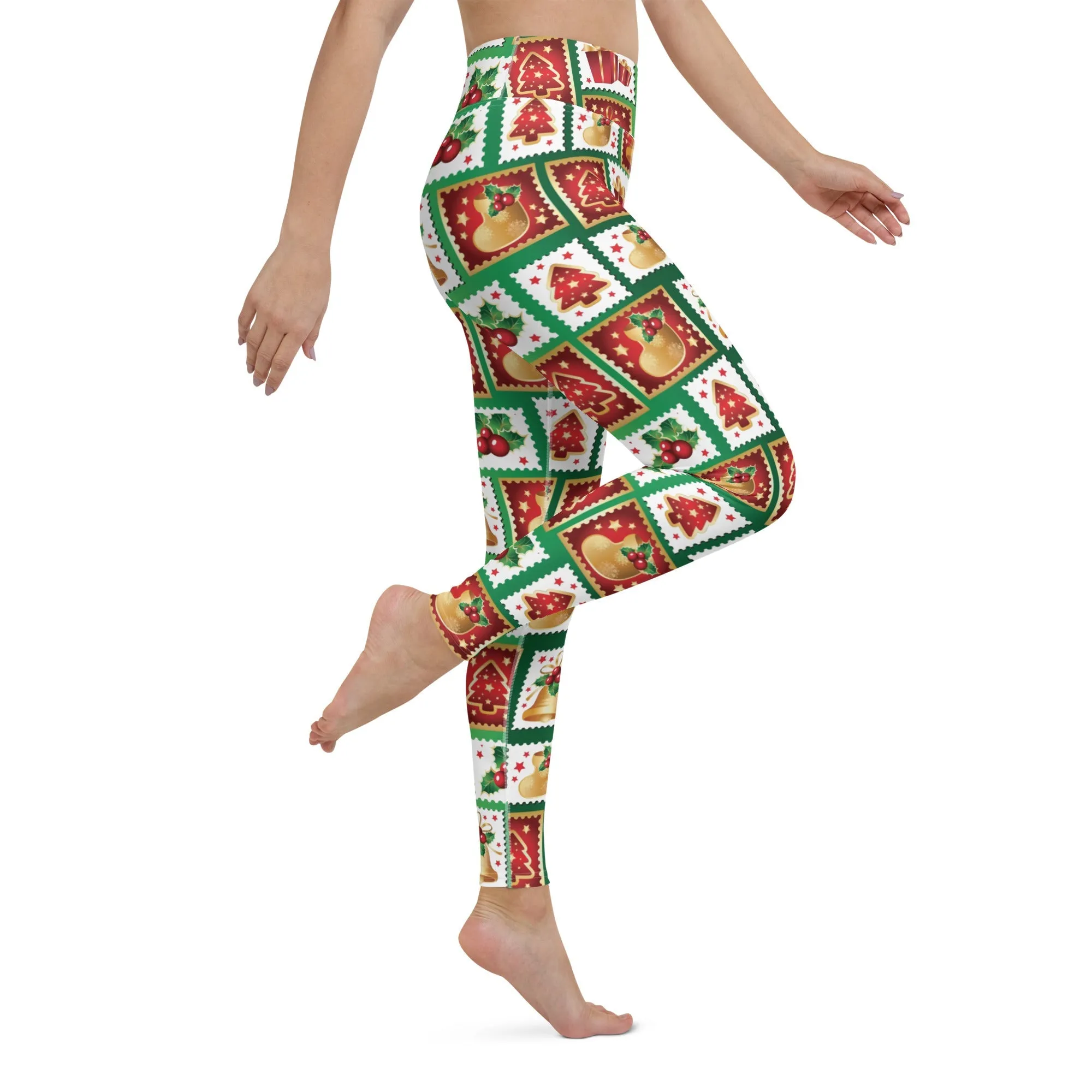 Christmas Stamps Yoga Leggings