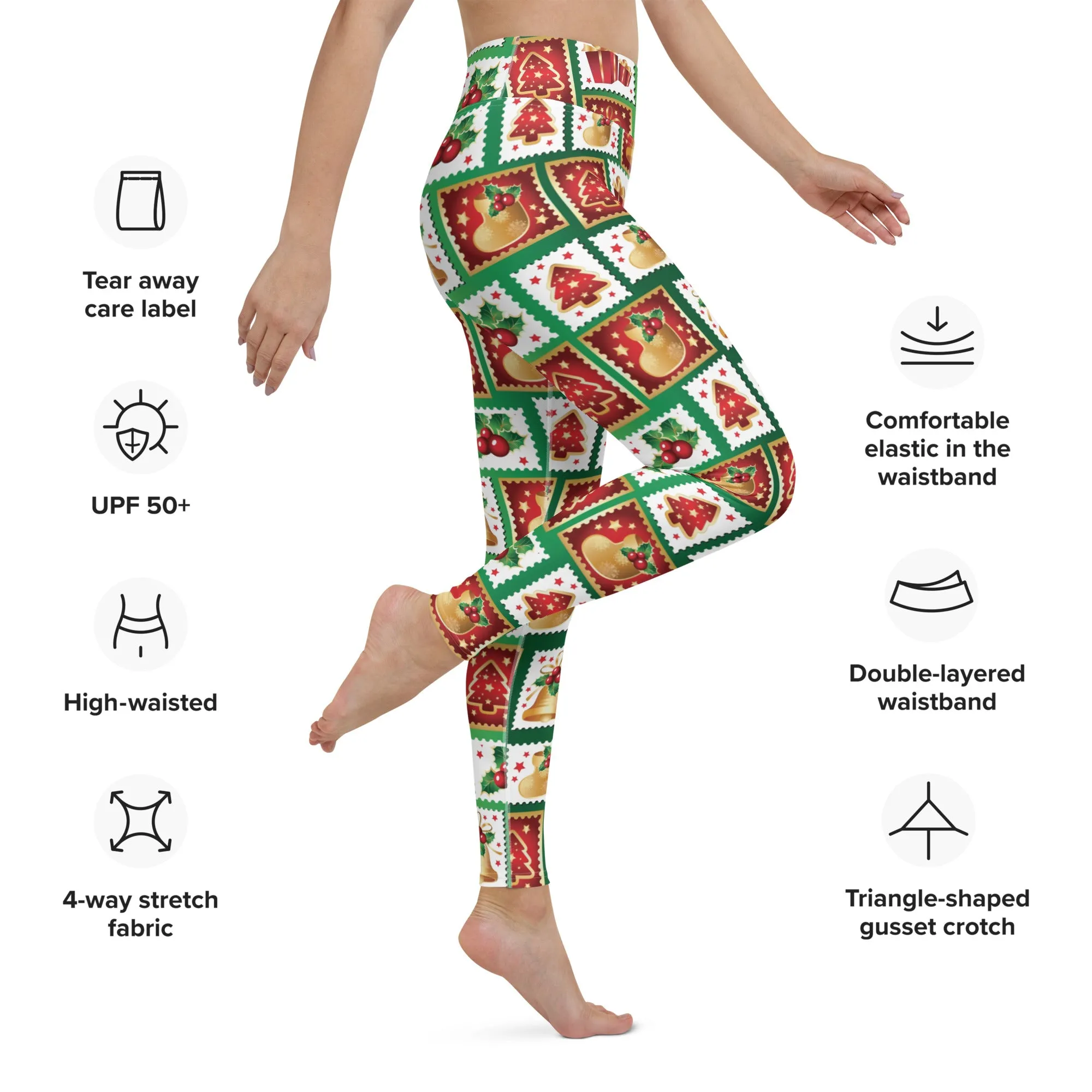 Christmas Stamps Yoga Leggings