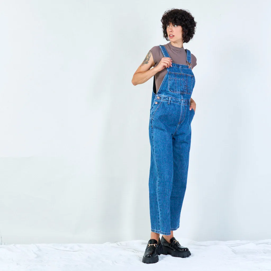 Classic denim overalls with front pocket wholesale