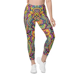 Colorful Fun Pattern Leggings With Pockets