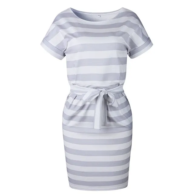 Cotton Wrap Short Sleeve Loose T Shirt Midi Dress