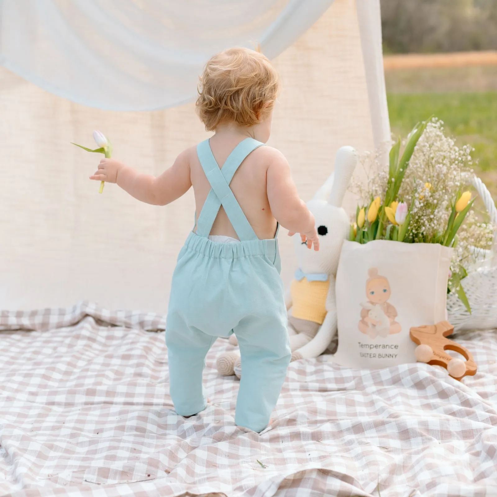 Daydream Blue-Green Linen Romper