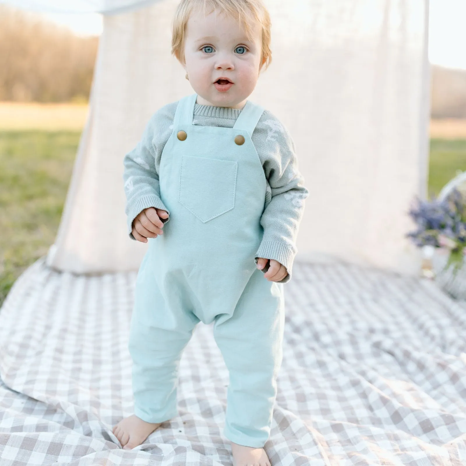 Daydream Blue-Green Linen Romper