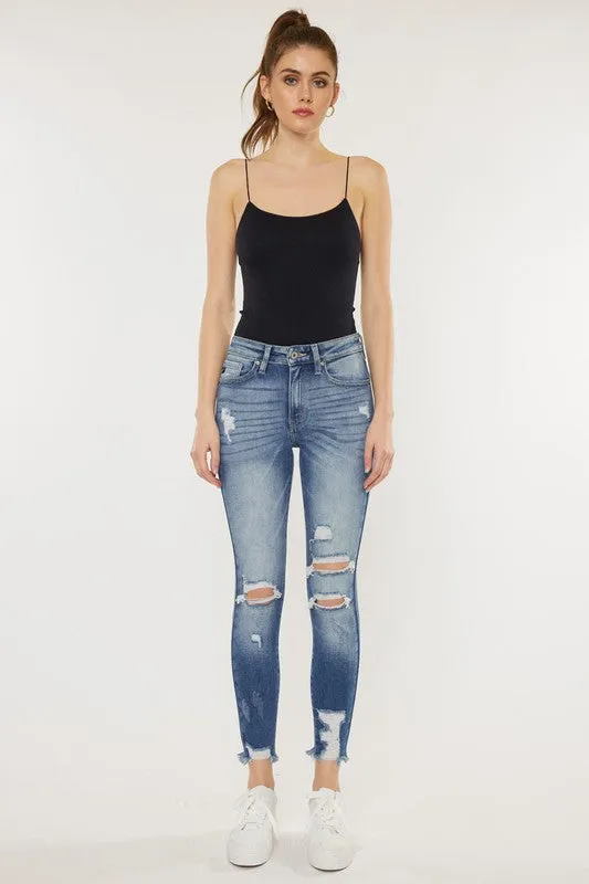 Debbie High Rise Fray Hem Ankle Skinny