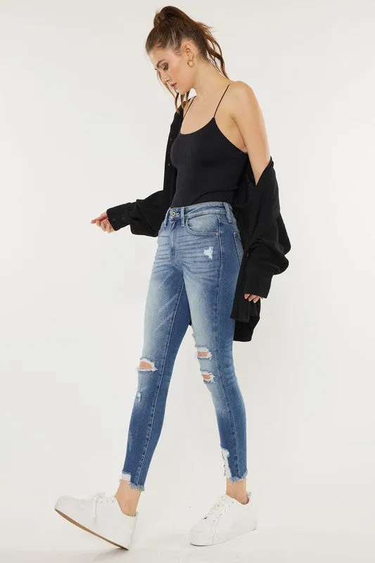 Debbie High Rise Fray Hem Ankle Skinny