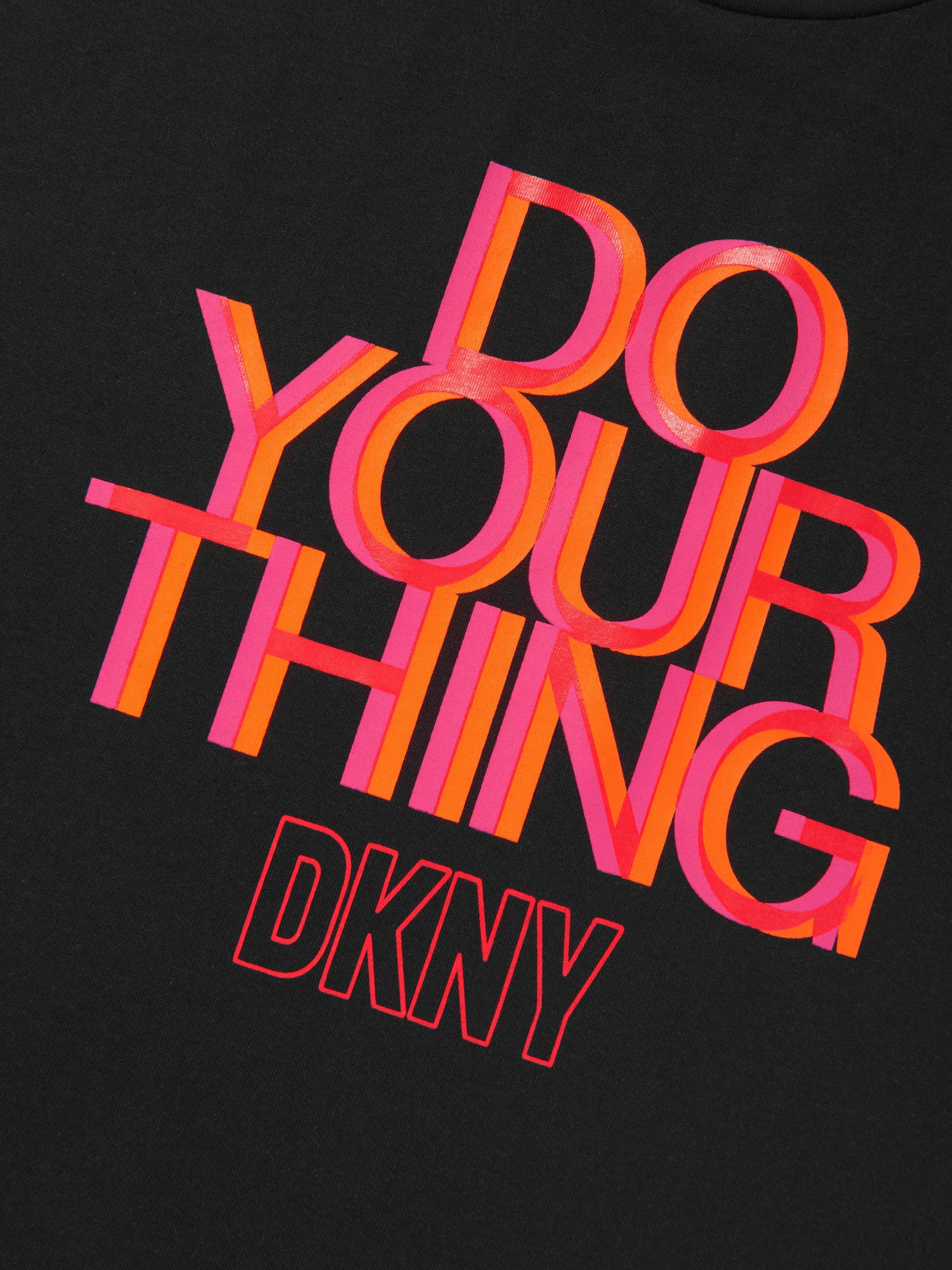 DKNY Girls Organic Cotton 'Do Your Thing' T-Shirt in Black