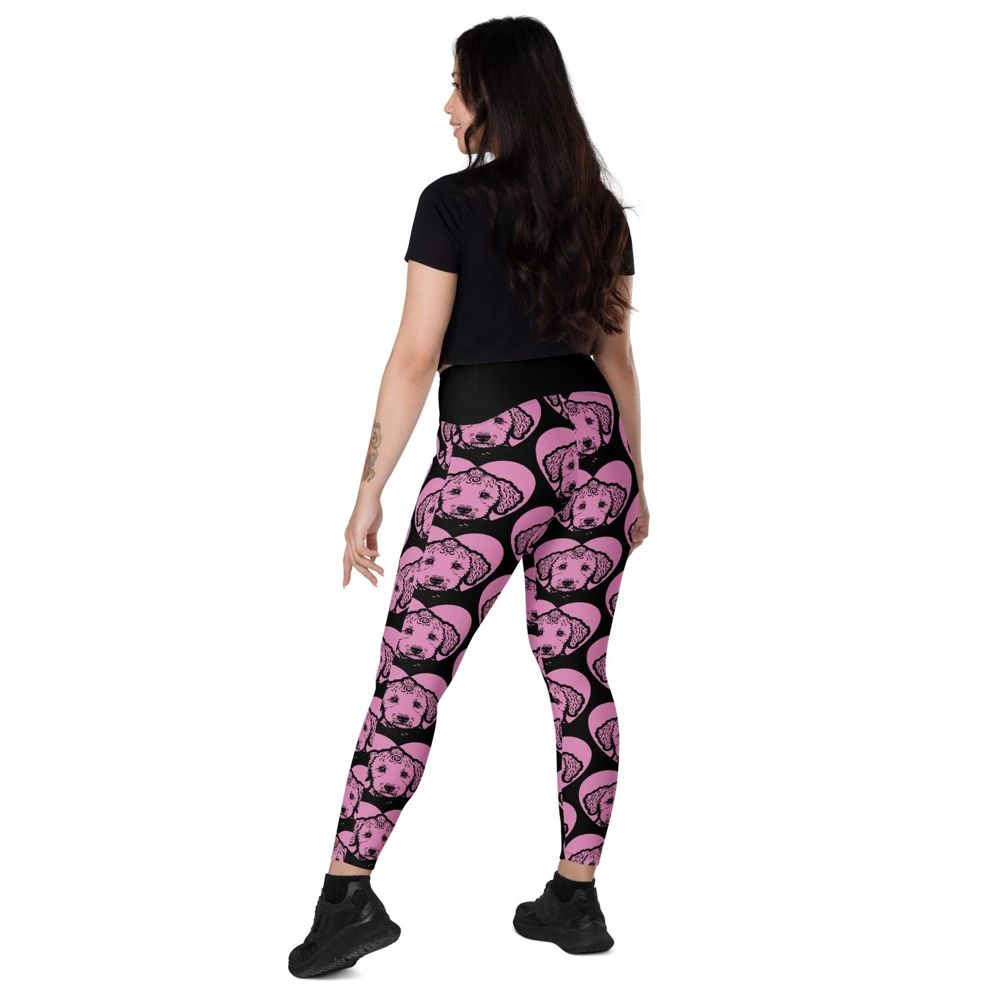 DOG BREED LEGGINGS with pockets - BEDLINGTON TERRIER - HERTTAHOUND - pink