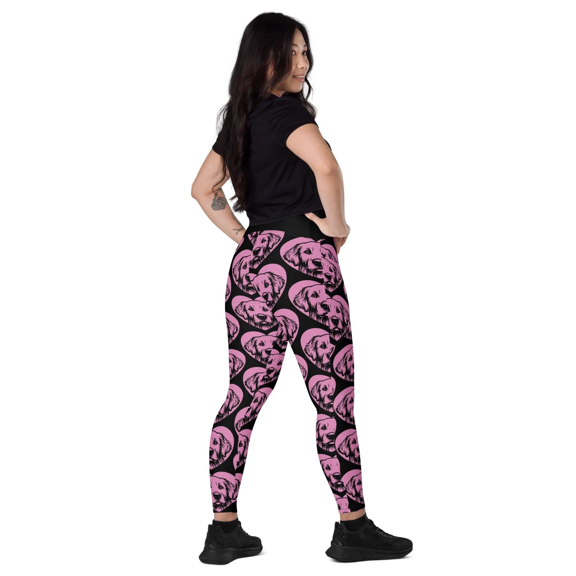 DOG BREED LEGGINGS with pockets - GOLDEN RETRIEVER - HERTTAHOUND - pink