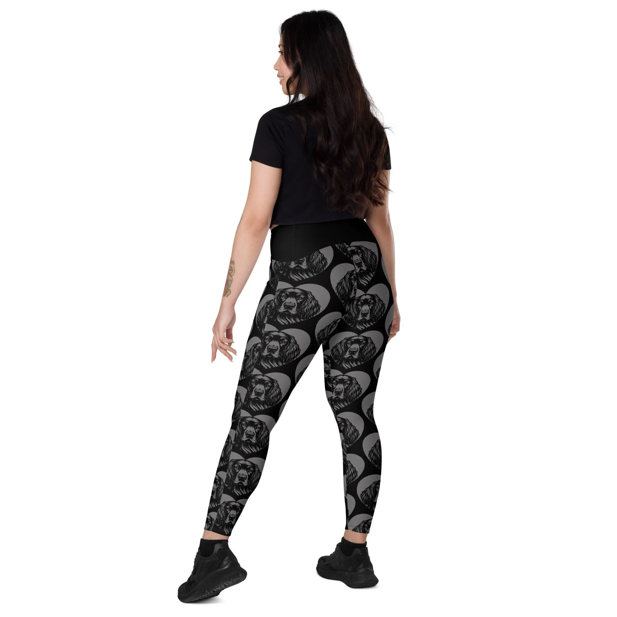 DOG BREED LEGGINGS with pockets - GORDON SETTER - HERTTAHOUND - grey