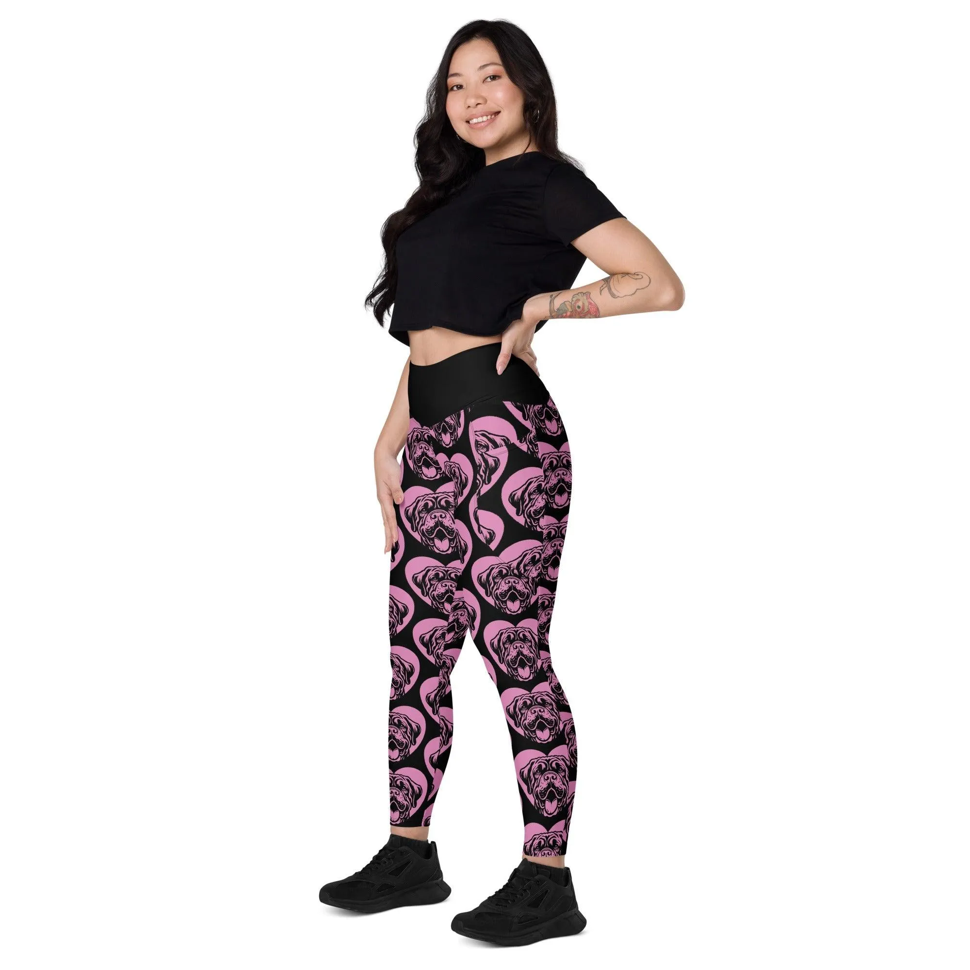 DOG BREED LEGGINGS with pockets - NEAPOLITAN MASTIFF - HERTTAHOUND - pink